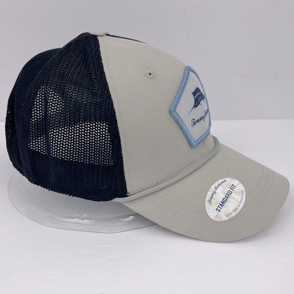 TOMMY BAHAMA CAP/HAT, MARLON FISH LOGO, BLACK COOL MESH,ADJUT STRAP, GREY COLOR - Picture 4 of 12